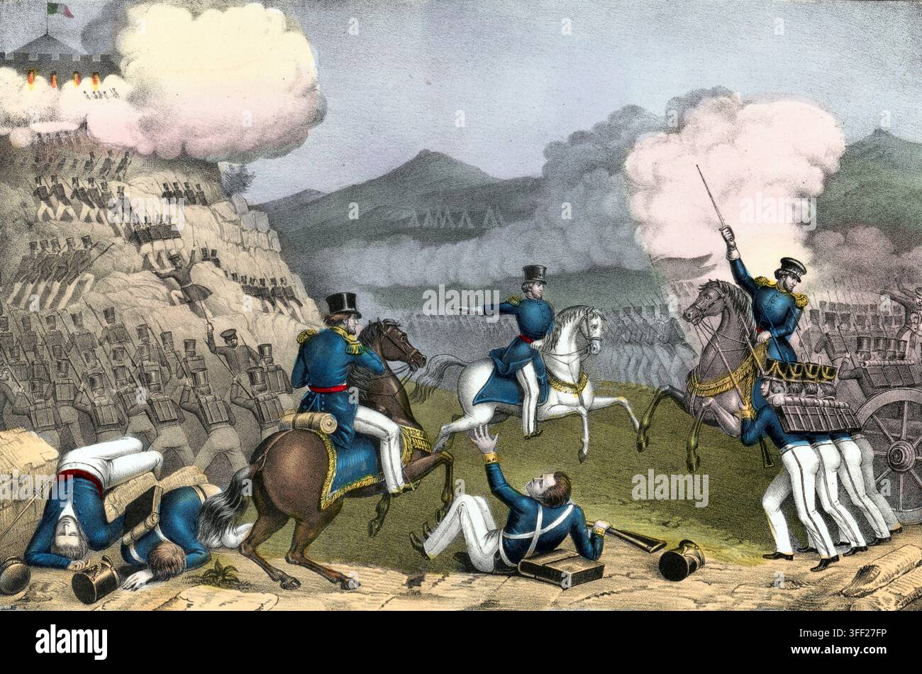 Sturm auf den Independence Hill während der Schlacht von Monterrey im Mexikanisch-Amerikanischen Krieg, September 1846, Amerikanische Geschichte, aut Stockfoto