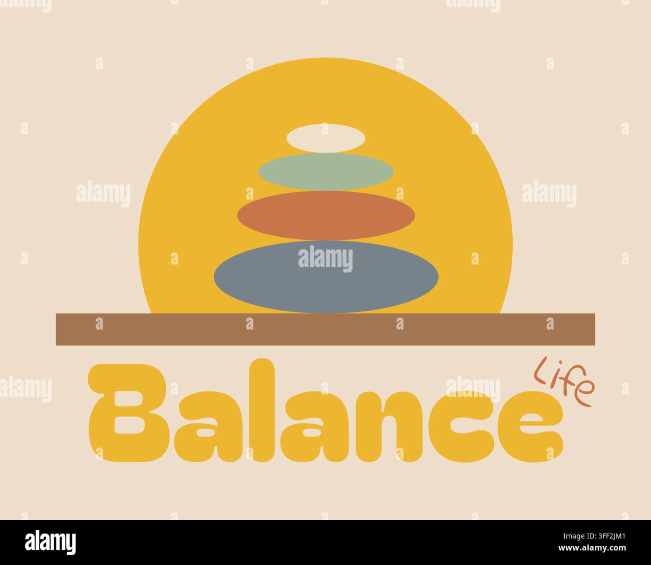 Minimalistische Zen-Stein-Stapel-Illustration für Wellness-Branding und friedliches Lifestyle-Konzeptdesign für Stock Vektor