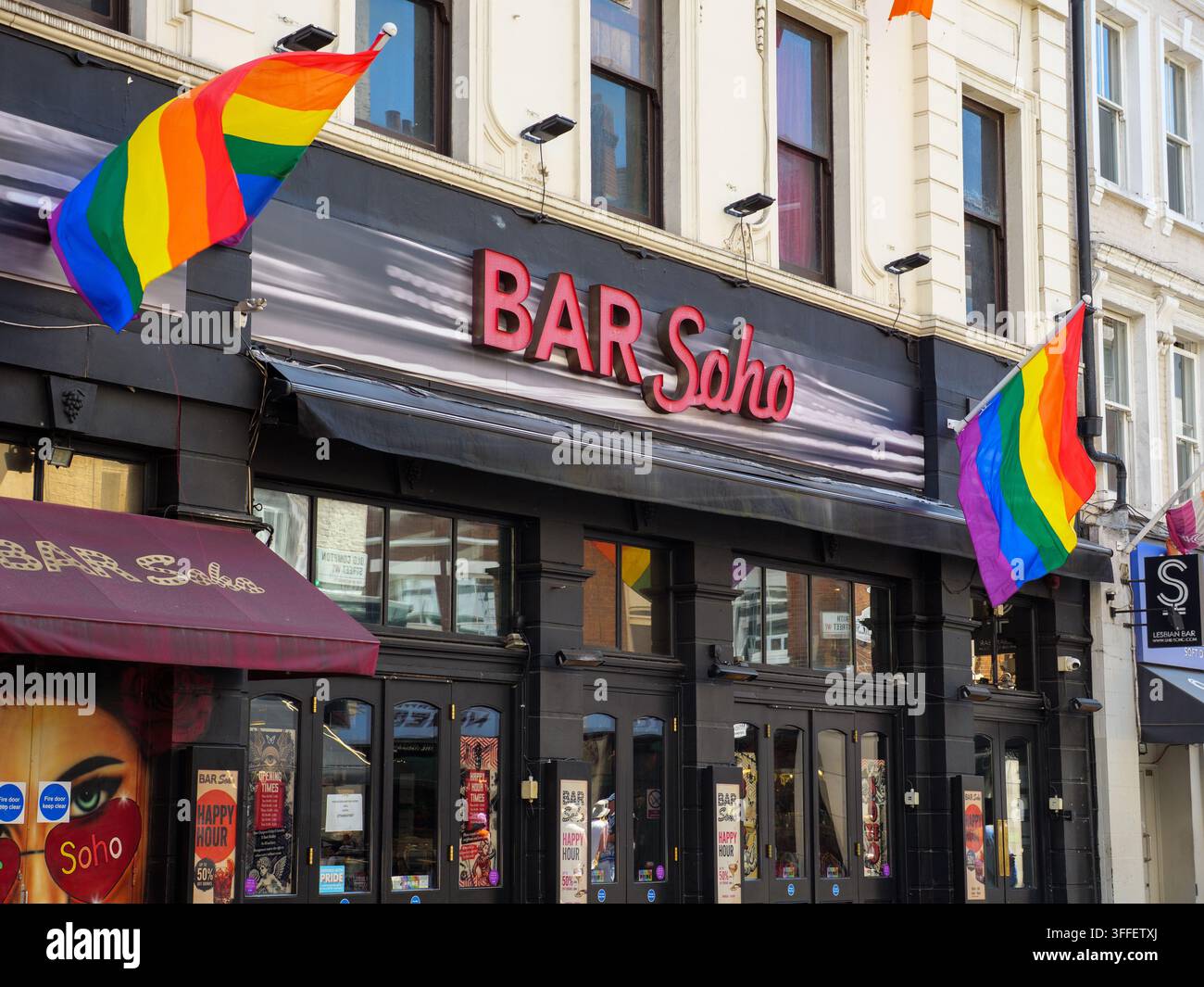 Bar Soho ist ein schwules Lokal in der Old Compton Street, London, UK Stockfoto