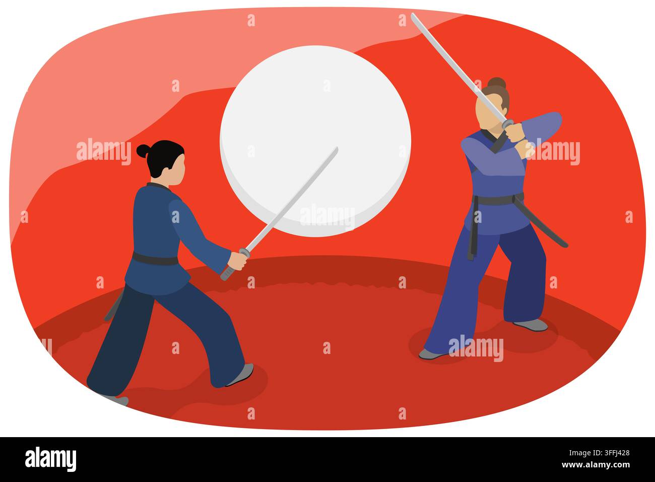 3D Isometrische Flachillustration von japanischen Samurai, Krieger-Katana-Meisterschaft - Fotomontage Stockfoto