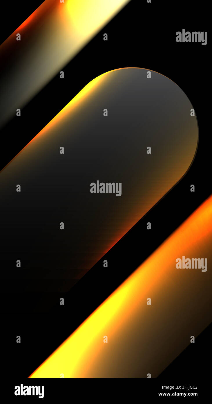 Dunkler Modus abstrakter geometrischer Hintergrund mit goldenem Lichtgradient-Glasmorphismus 3D-gekrümmte Formen Tapete futuristischer schwarzer Banner für moderne Technologie Stock Vektor