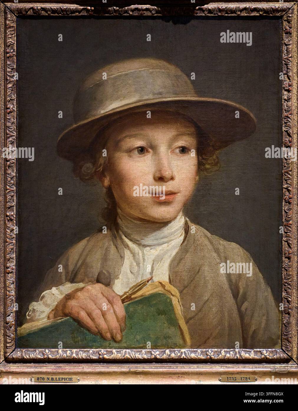 Junge mit einem Zeichenbuch, 1772, Nicolas Bernard Lépicié (1735-1784), Rijksmuseum, Amsterdam, Niederlande Stockfoto