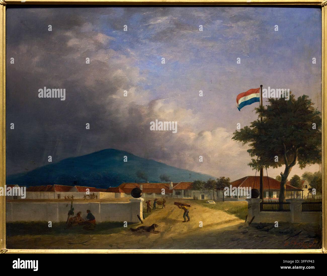 Die Kedawong-Zuckerfabrik in der Nähe von Pasuruan auf Java, 1849, H.Th. Hesselaar (1820-1862), Rijksmuseum, Amsterdam, Niederlande Stockfoto