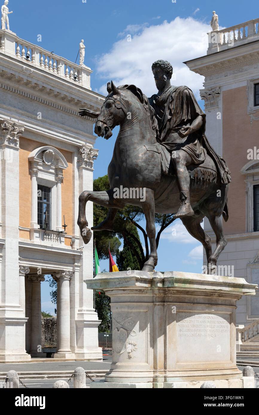 Reiterstatue von Marcus Aurelius in Rom Stockfoto