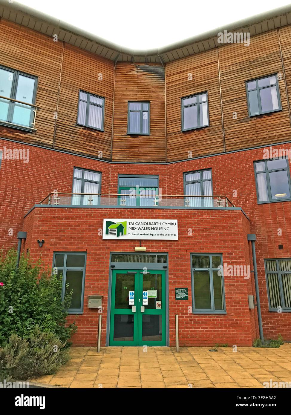 Ehemalige Büros der Mid-Wales Housing Association, jetzt mit Barcud Housing verbunden, Wales, UK. Stockfoto