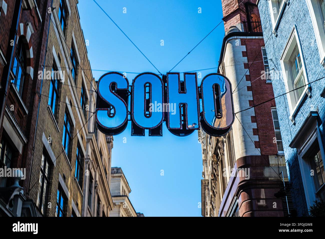 Soho-Schild, Soho, London, England Stockfoto