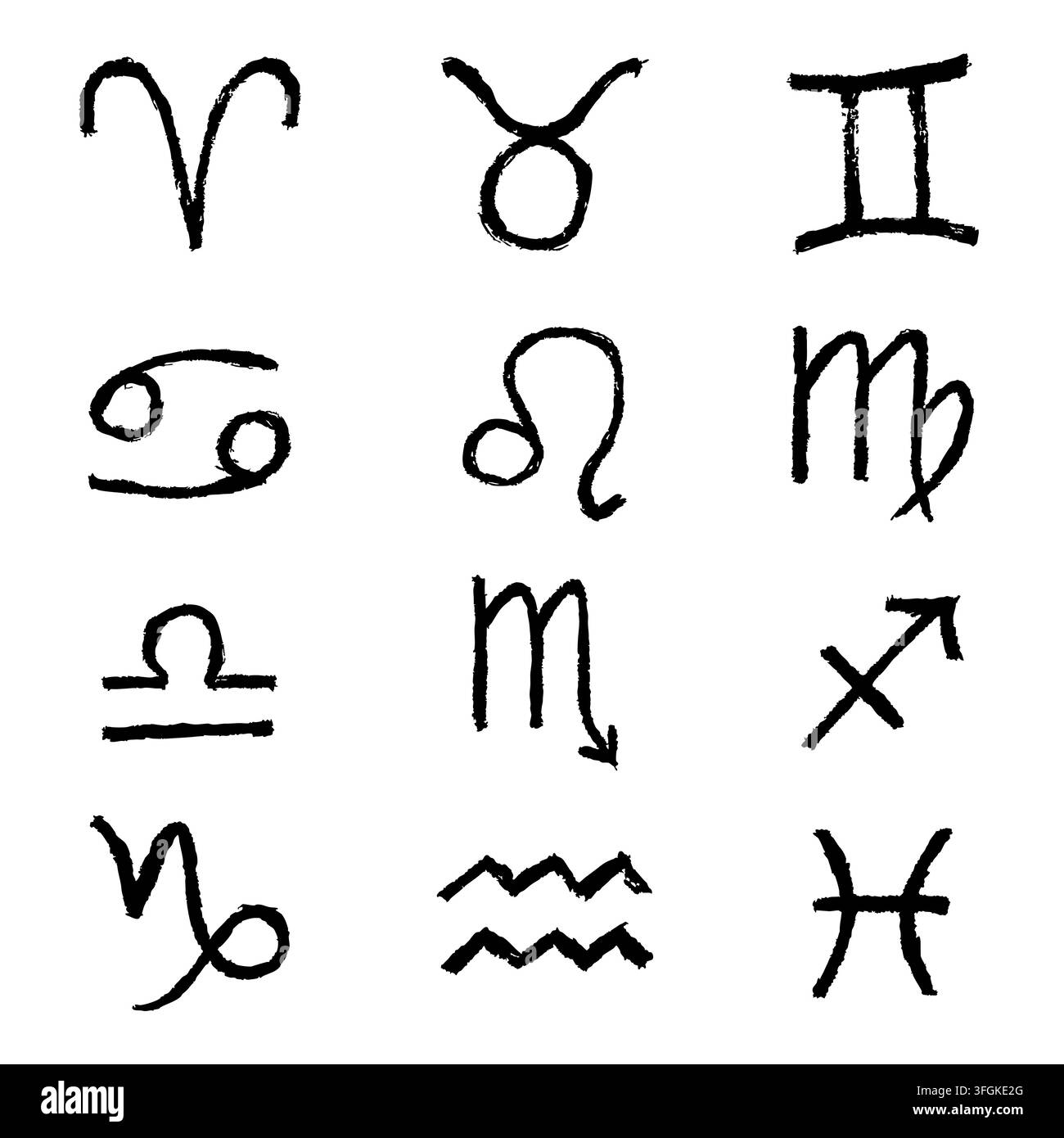 Handgezeichnetes Bleistift-Sternzeichen-Set Skizze Astrologie-Symbole-Vektor Stock Vektor