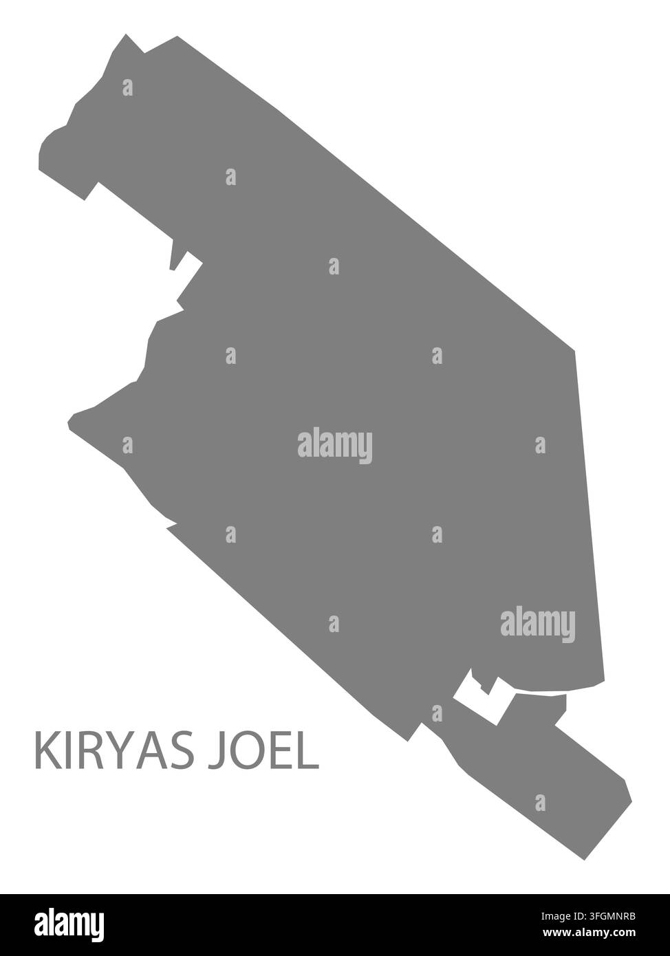 Moderne flache Vektorkarte von Kiryas Joel, New York, Vereinigte Staaten. Detaillierte Stadtgrenzsilhouette in Grau auf weißem Hintergrund. Stock Vektor