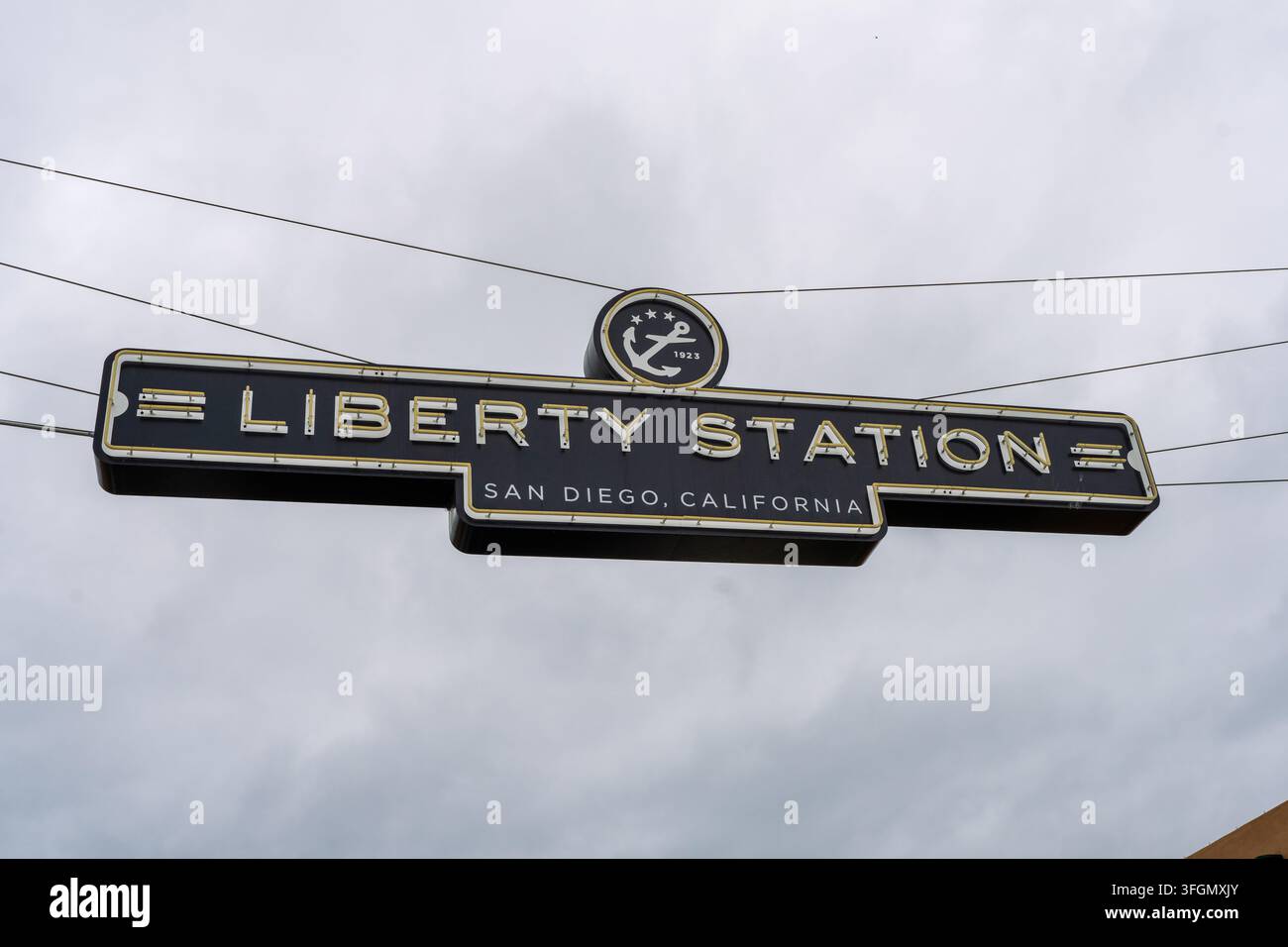 San Diego Kalifornien - 25. Mai 2023: Schild für die Liberty Station Development in San Diego Kalifornien Stockfoto