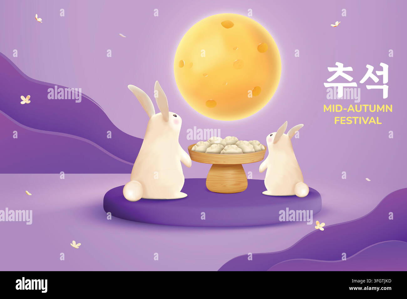 Chuseok - Koreanisches Erntedankfest-Banner-Vektorillustration für Grüße Stock Vektor