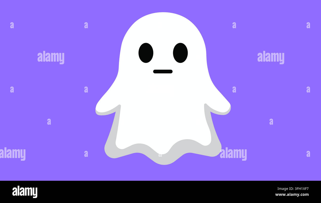 Niedlicher Geist Neutraler Ausdruck Charakter Vektorillustration auf lila Hintergrund für Halloween-Party-Feier Stock Vektor