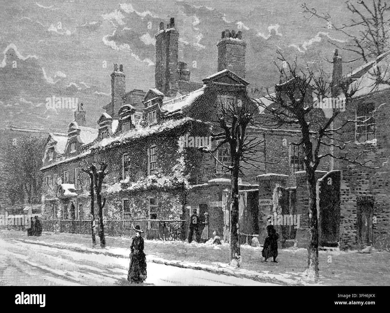 Radierung von Sir Thomas Fairfax House in Putney, dem Hauptquartier der New Model Army im 17. Jahrhundert, aus der Ausgabe von Cassell's History of E von 1905 Stockfoto