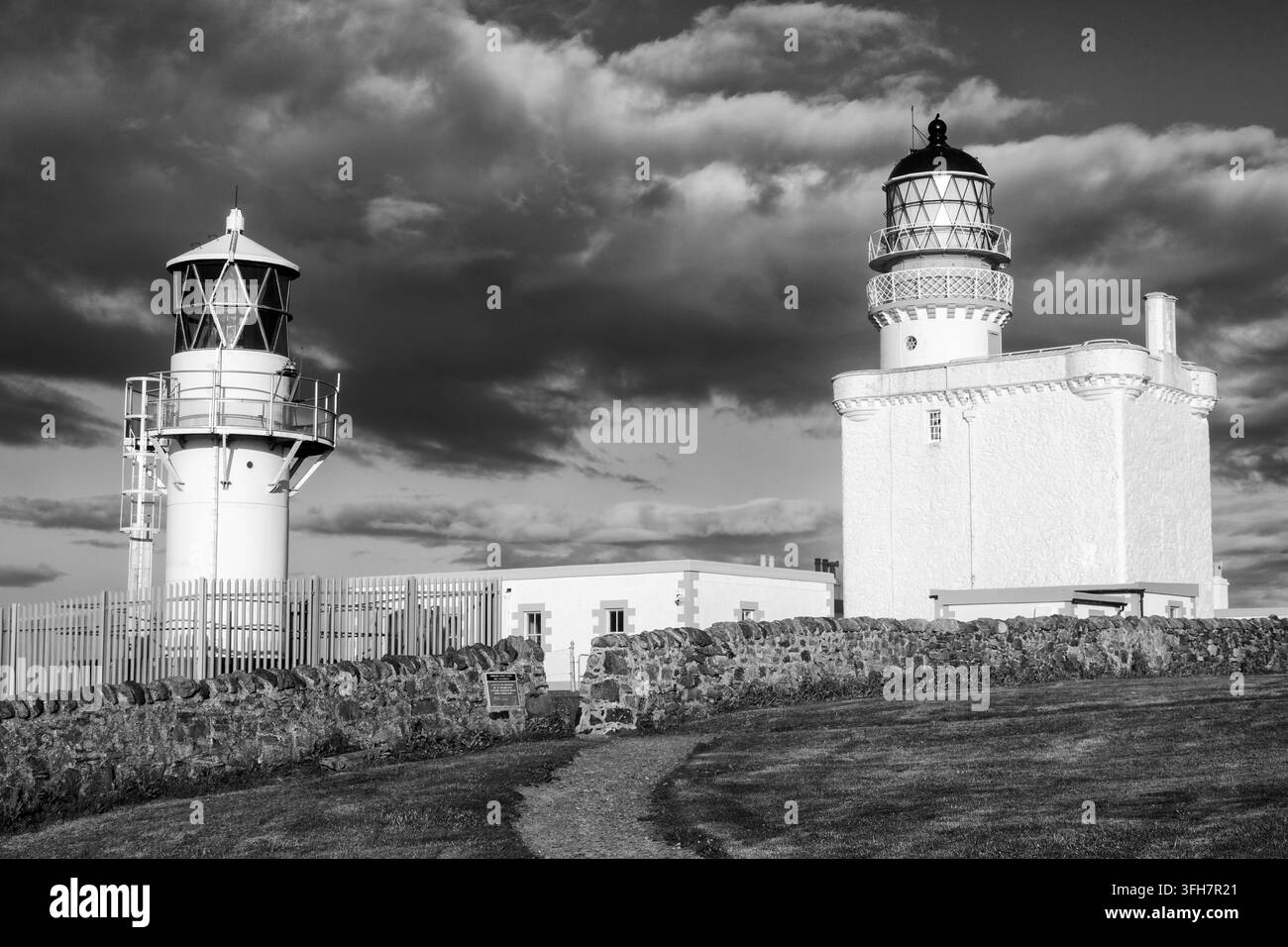 Neues und altes Kinnaird-Head-Leuchtturm, Museum der schottischen Leuchttürme, Kinnaird Head, Fraserburgh, Aberdeenshire, Schottland, Vereinigtes Königreich Stockfoto