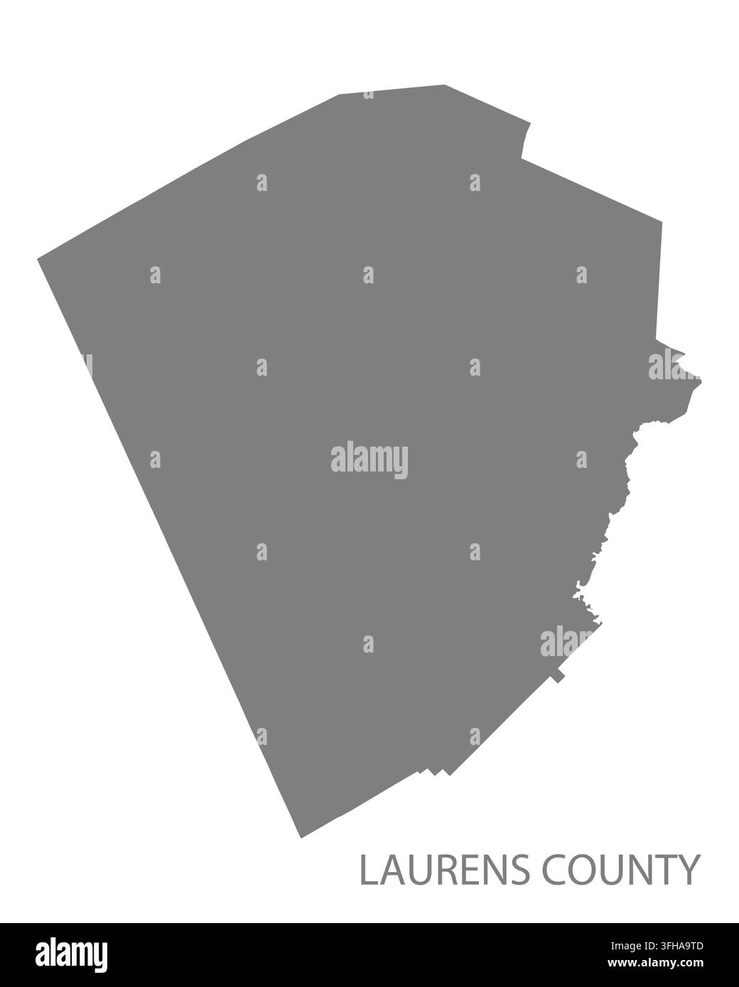 Moderne flache Vektorkarte von Laurens County, Georgia, Vereinigte Staaten. Detaillierte Silhouette der County-Grenze in Grau auf weißem Hintergrund. Stock Vektor