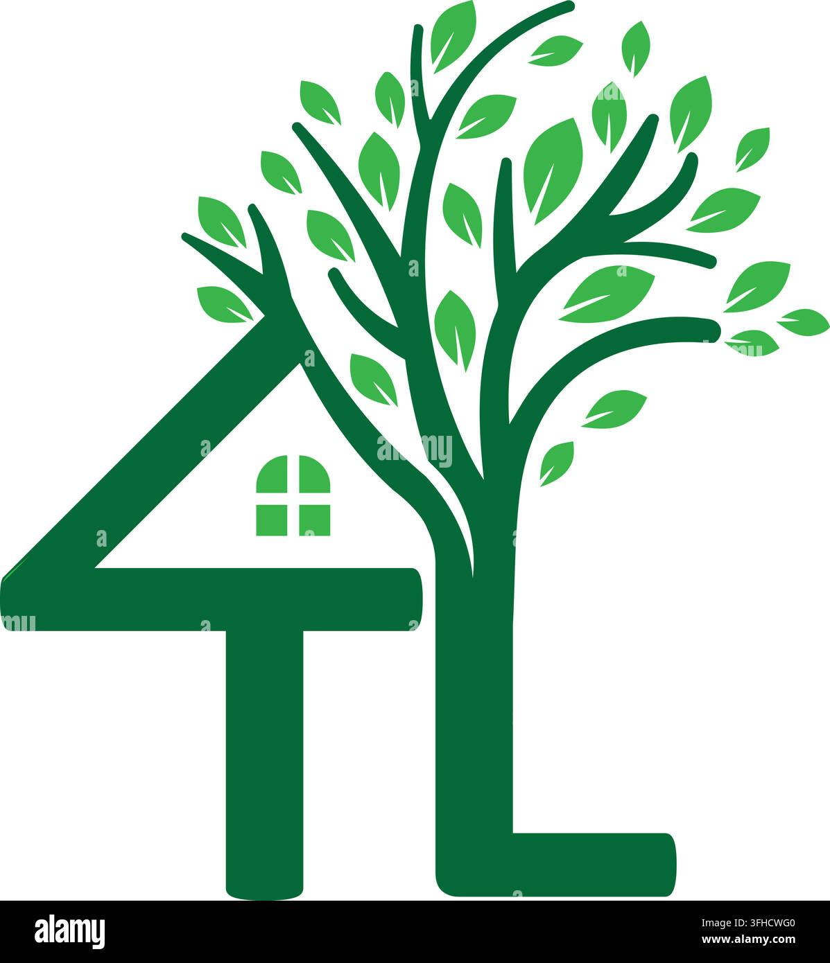 TL Tree Home Logo Design für Immobilien und Natur-Lebensstil-Branding Stock Vektor