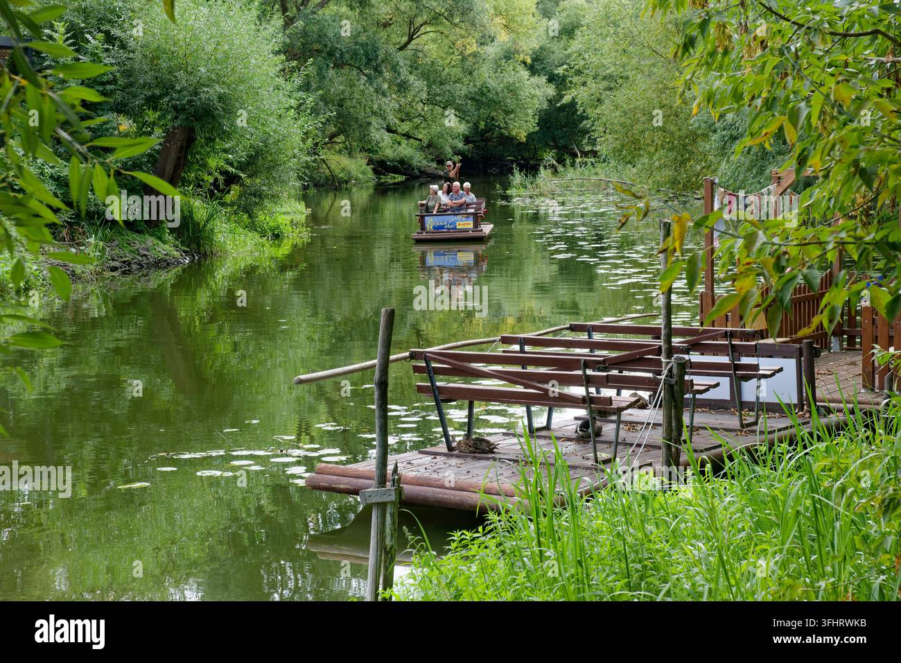 Rafting, Optikpark Rathenow, Erholungsgebiet, Parkbereich, Landesgartenschau 2006, Themengarten, Rathenow, Brandenburg, Deutschland Stockfoto