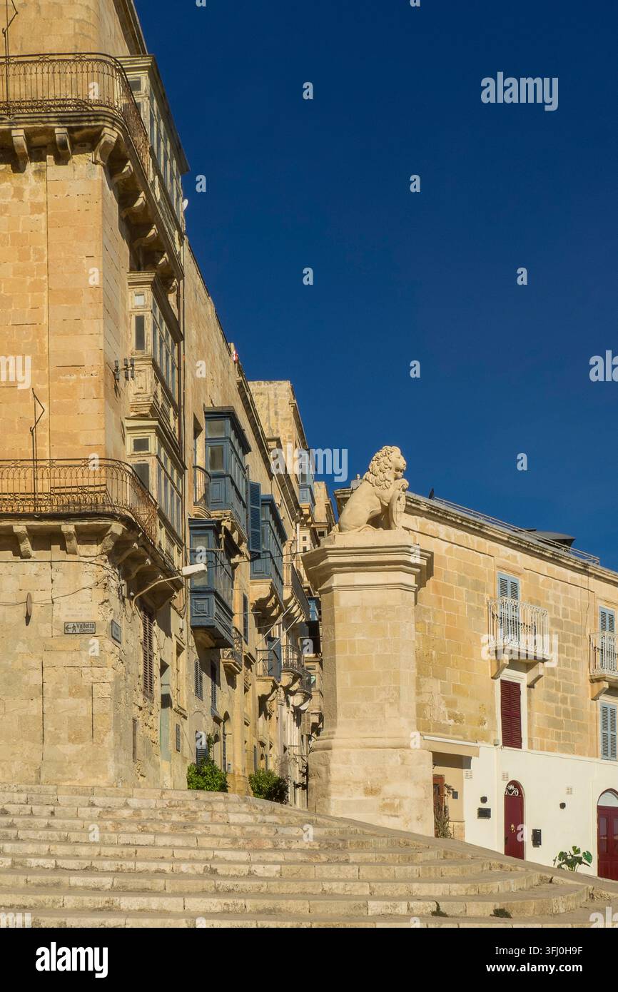 Malta - Valletta, Löwe von De Vilhena Stockfoto