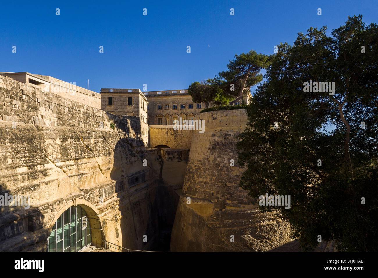 Malta - Valletta, Historische Befestigungen im Upper Barrakka Gardens Stockfoto