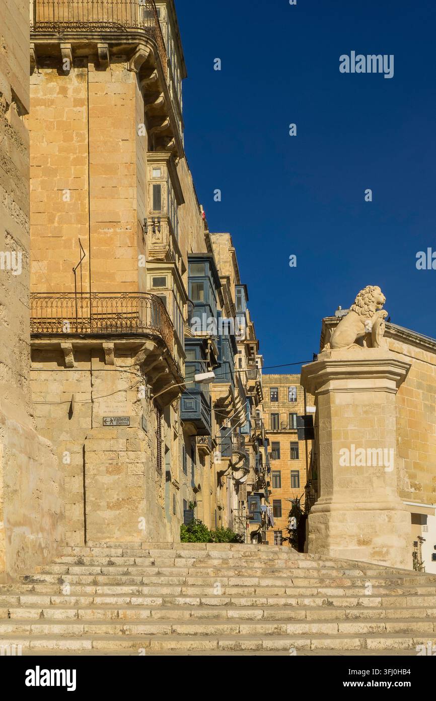 Malta - Valletta, Löwe von De Vilhena Stockfoto
