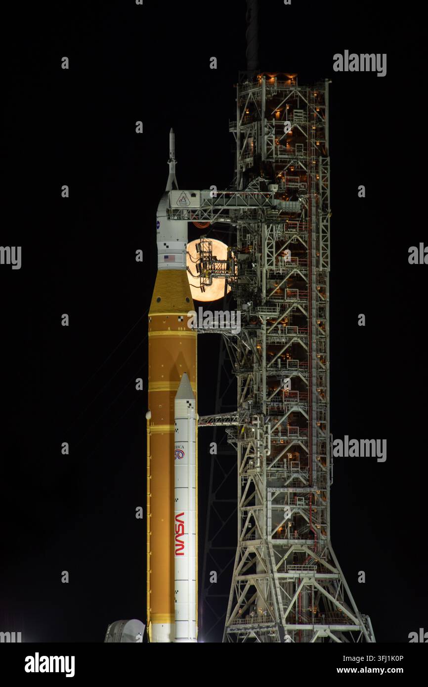 Artemis II in LC 39B, Kennedy Space Center, Florida Stockfoto