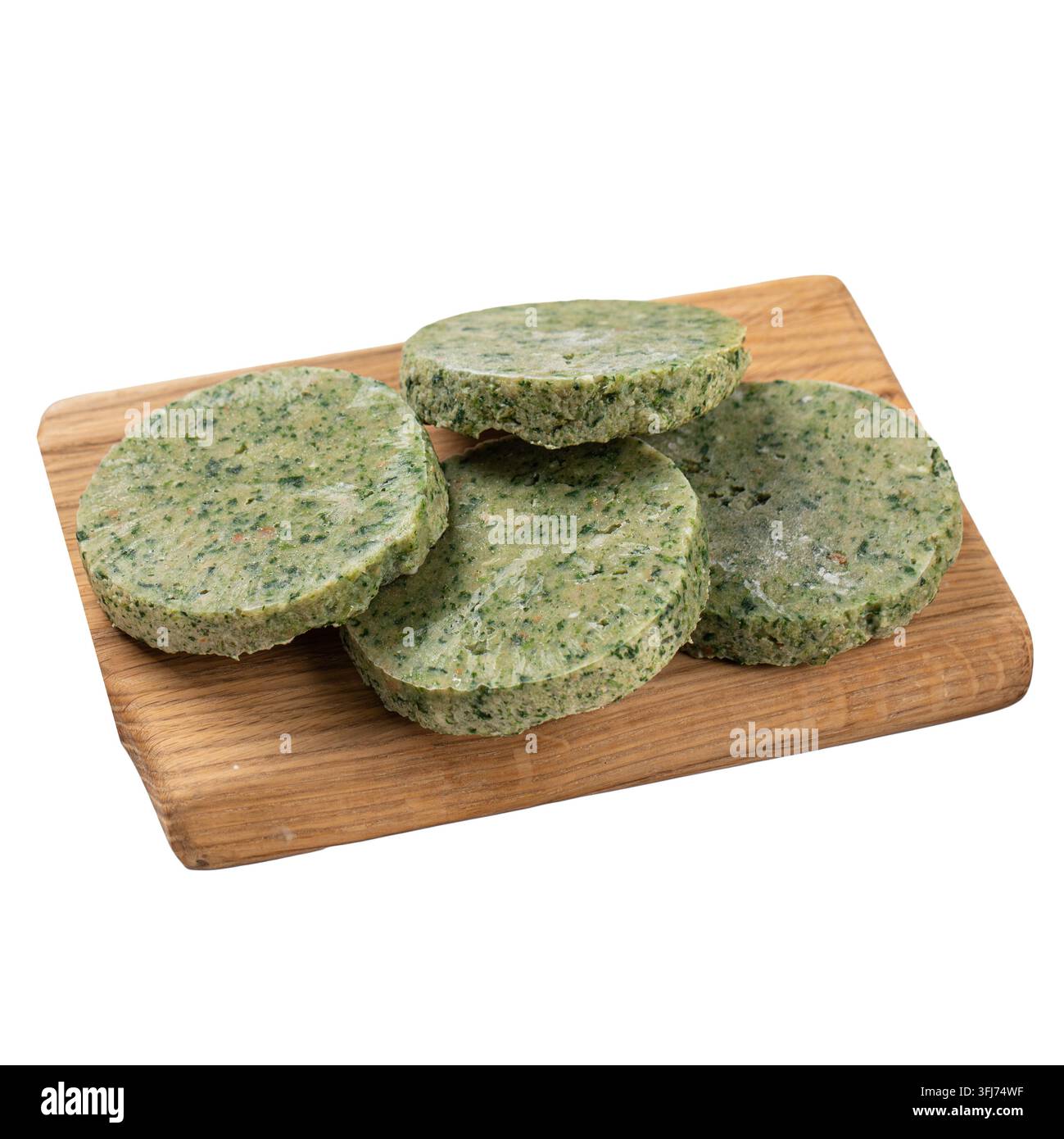 Rohe Truthahn- und Gemüse-Burger-Patties Stockfoto