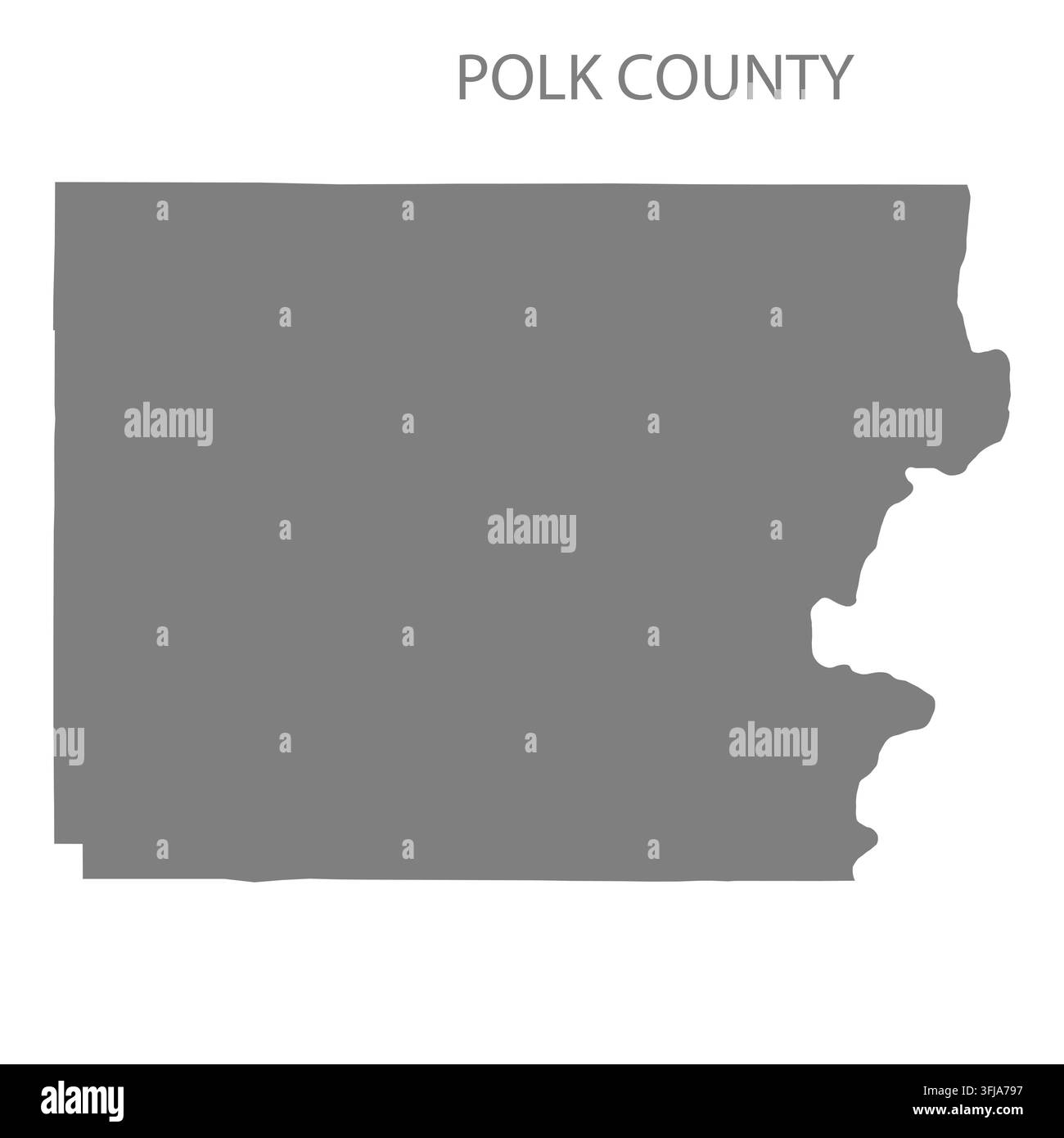 Moderne flache Vektorkarte von Polk County, Oregon, Vereinigte Staaten. Detaillierte Grafikkontur der County-Grenze in Grau auf weißem Hintergrund. Stock Vektor