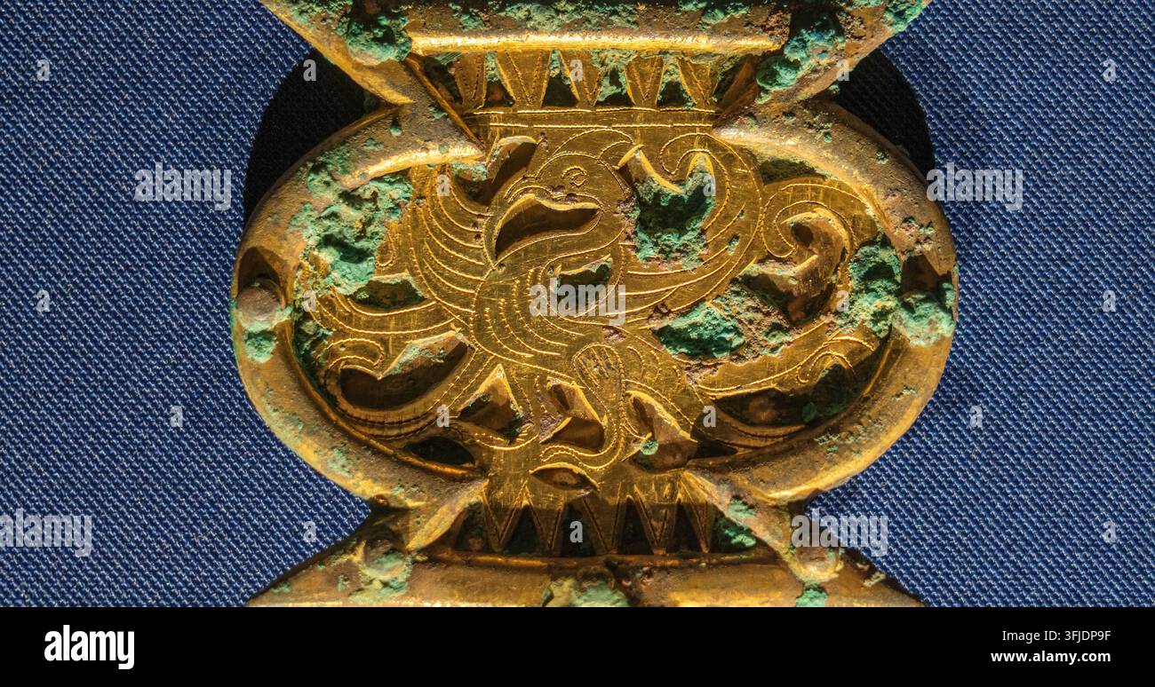 Dragon Phoenix Tiger Pattern Gürtel und Schnalle der Western Jin Dynastie Stockfoto