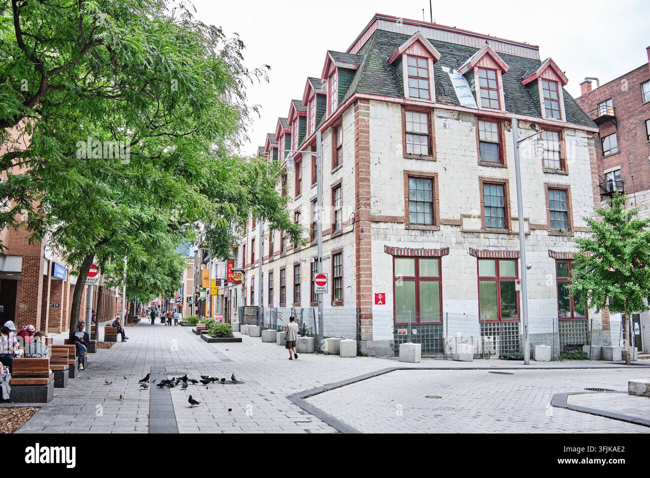 Historisches Viertel des alten Montreal, nahe der Place d'Armes, Fußgängerpromenade, Ville-Marie, Montreal, Quebec, Kanada Stockfoto