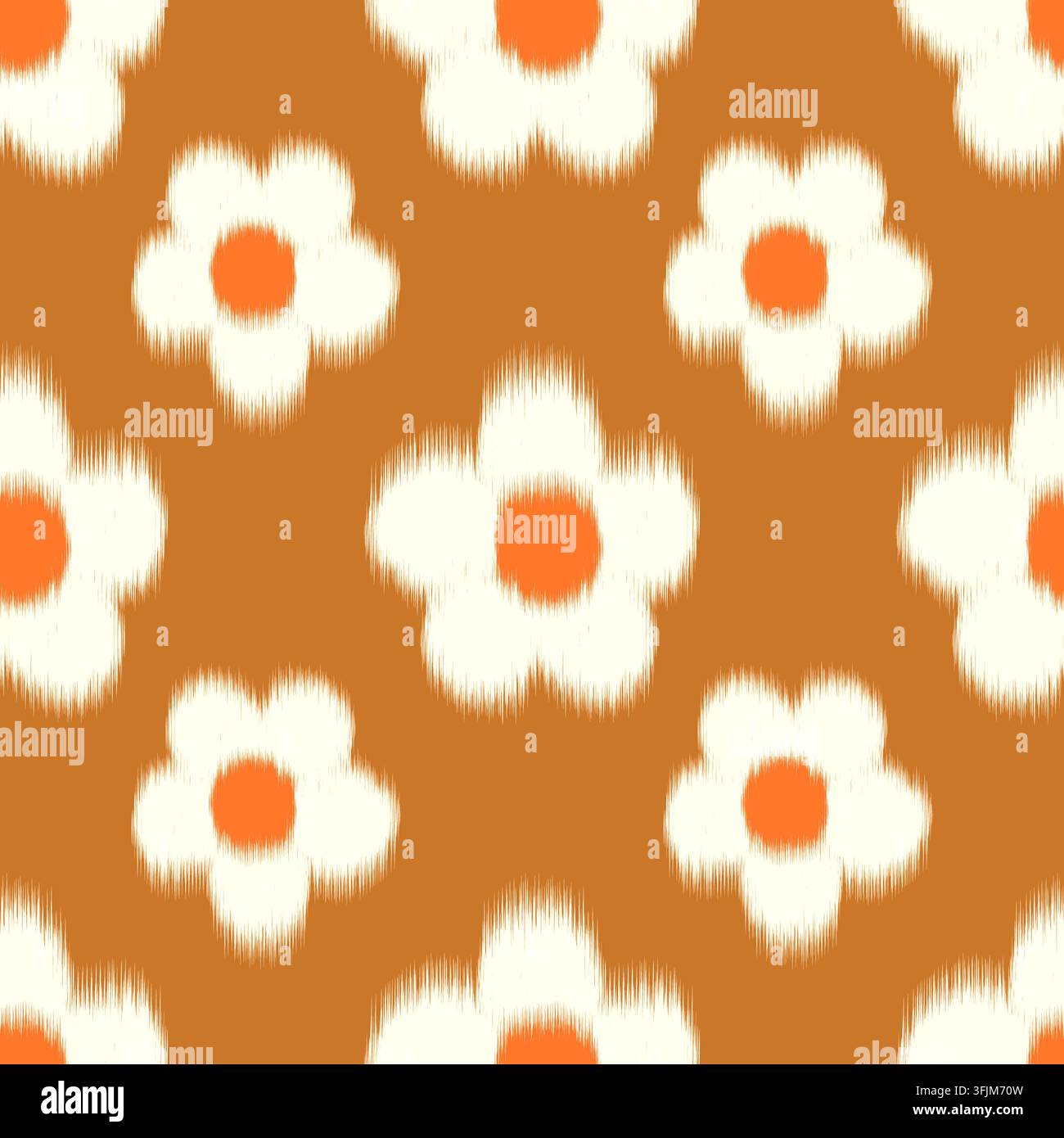 Handgezeichnetes nahtloses Retro-Blumenmuster im warmen Braunton für Wandtapeten-Textildruckdesign Stockfoto