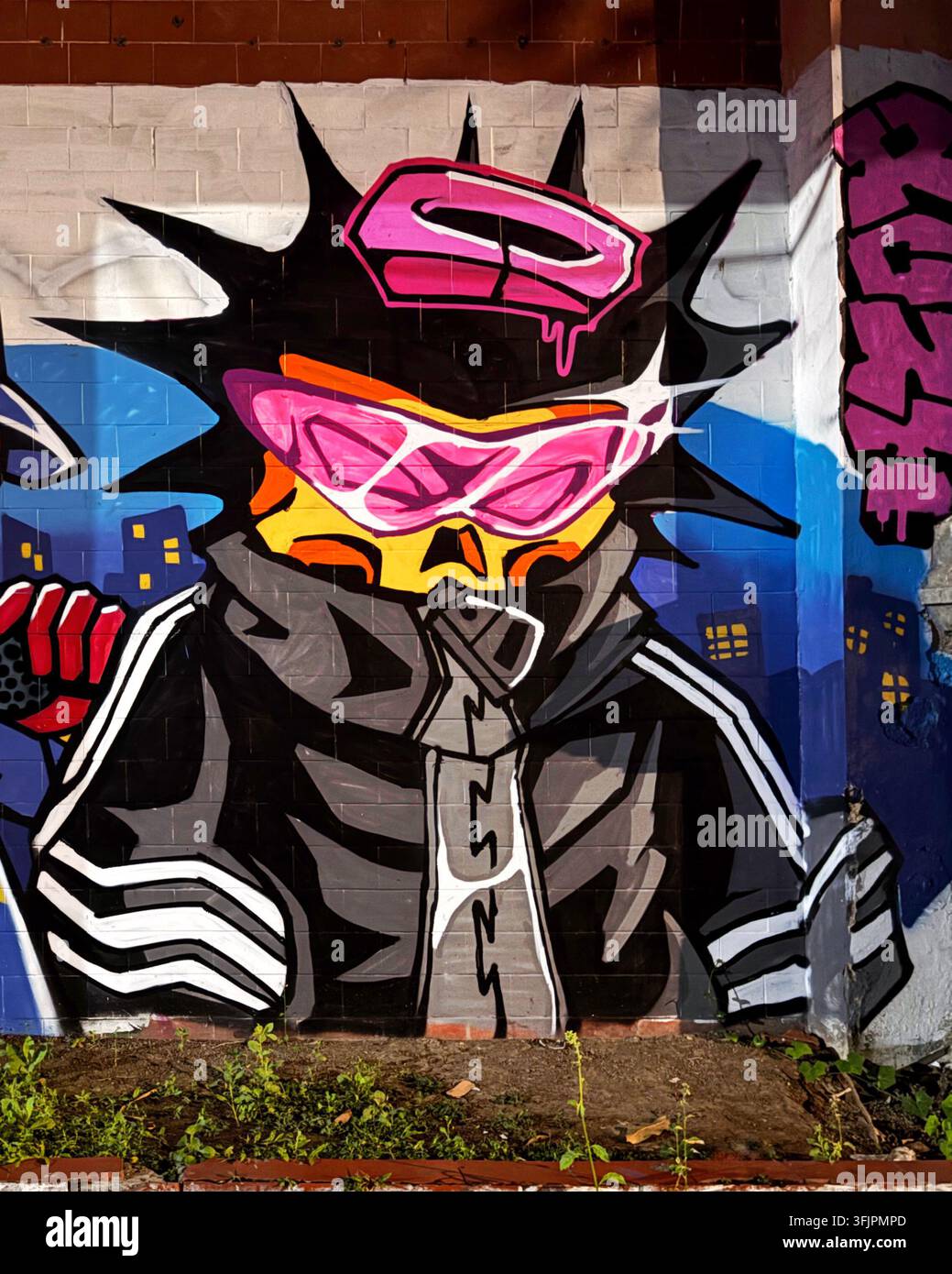 Farbenfrohes Graffiti-Mural im Taman Sriwedari Park in Surakarta (Solo), Zentral-Java, Indonesien, am 22. April 2026. Stockfoto