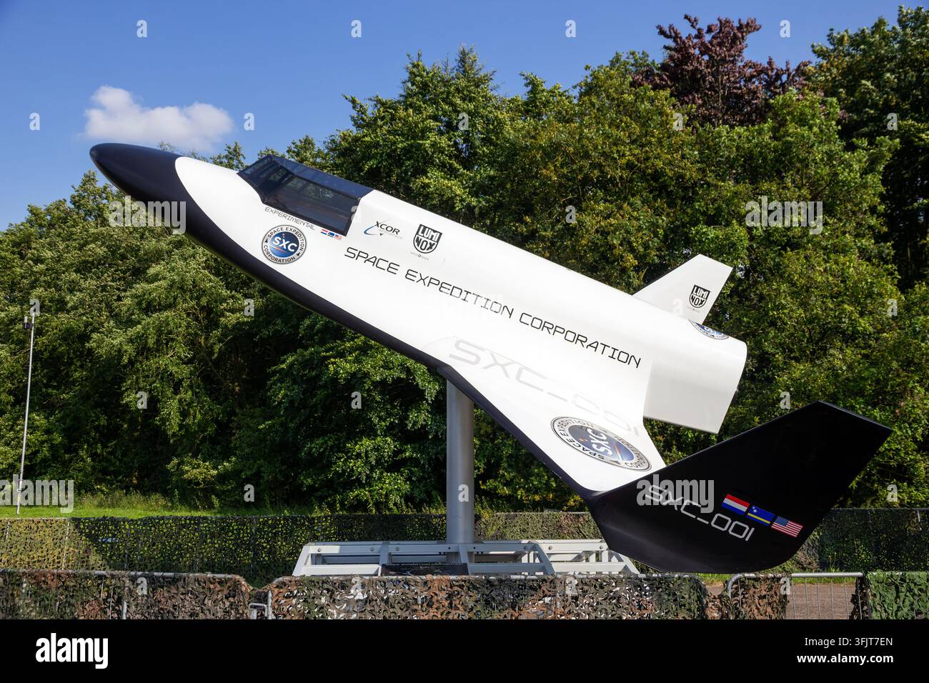 SXC-001 XCOR Lynx Suborbital-Raumflugzeug Vollmaßstab-Modell. Der Lynx war ein vorgeschlagenes wiederverwendbares Raumfahrzeug, das für bemanntes suborbitales Raumfliegen entwickelt wurde und Stockfoto