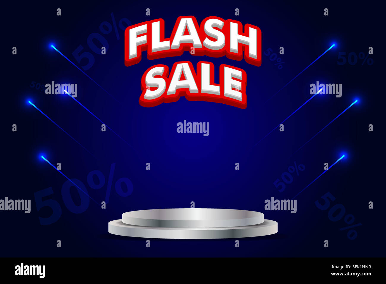 Blitzverkauf und Rabatt-3D-Banner mit Podium Stock Vektor