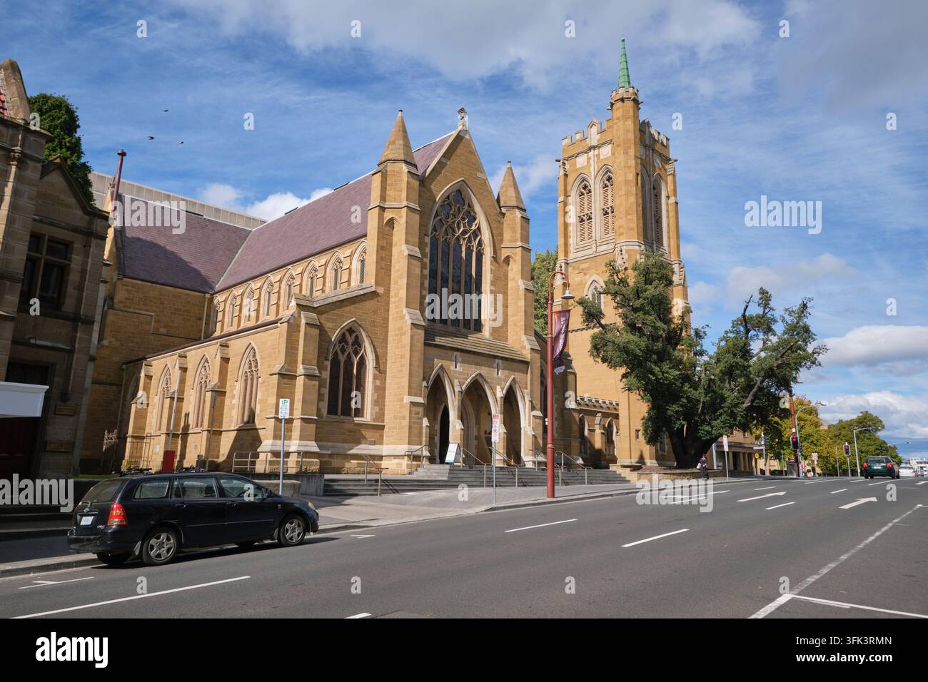 Außenfassade der gotischen, traditionellen, christlichen, katholischen St David's Kathedrale. In Hobart, Tasmanien, Australien. Stockfoto