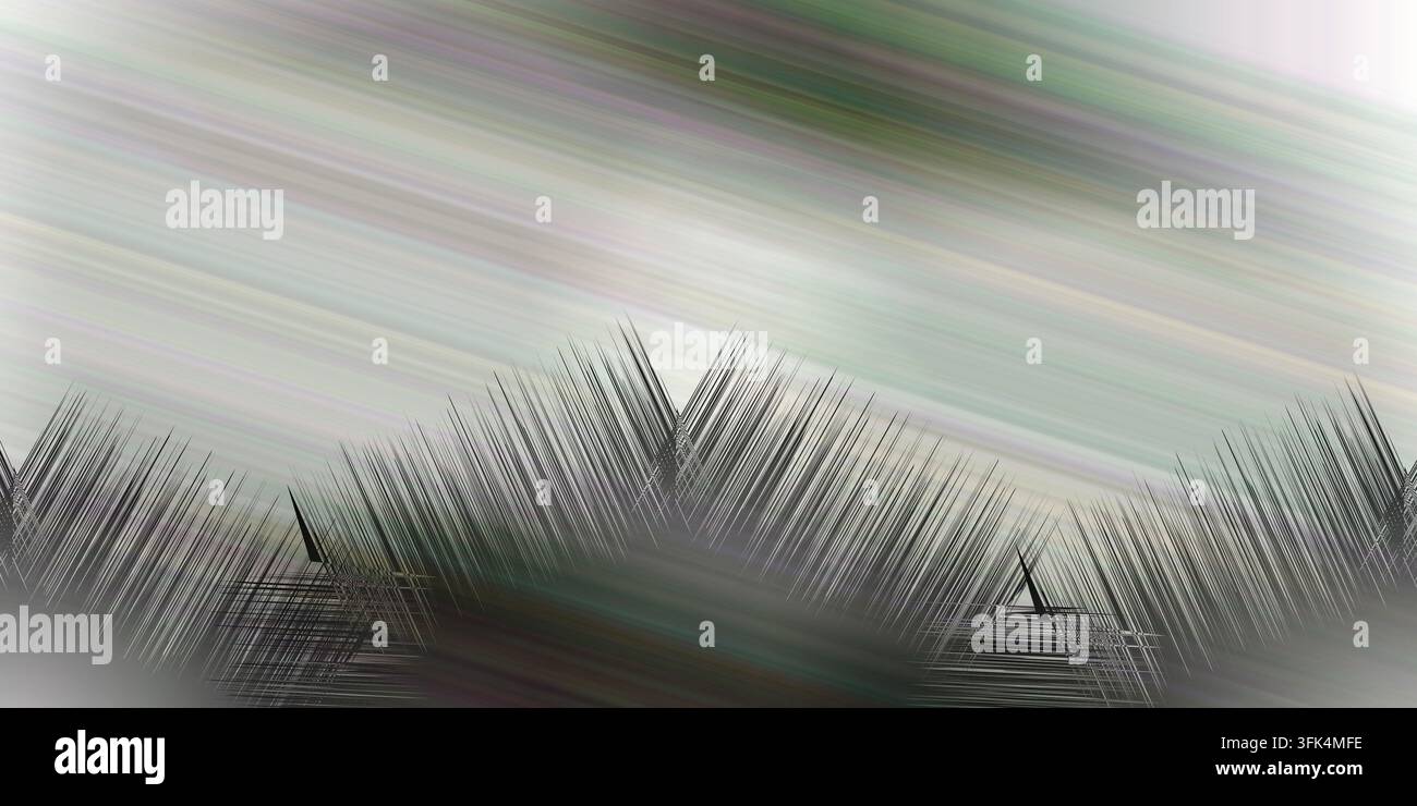 Abstrakte Grafik mit diagonalen Linien und einer rauen Textur in gedämpften Tönen über die Komposition verteilt. Stockfoto