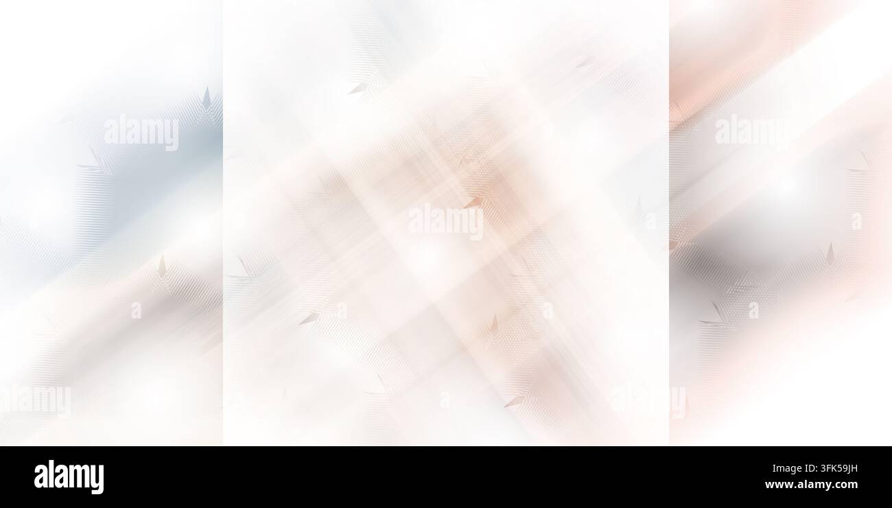Eine abstrakte Komposition mit weichen Pastelltönen, diagonalen strukturierten Linien und leuchtenden Highlights, die eine klare, moderne und ruhige Atmosphäre schaffen. Stockfoto