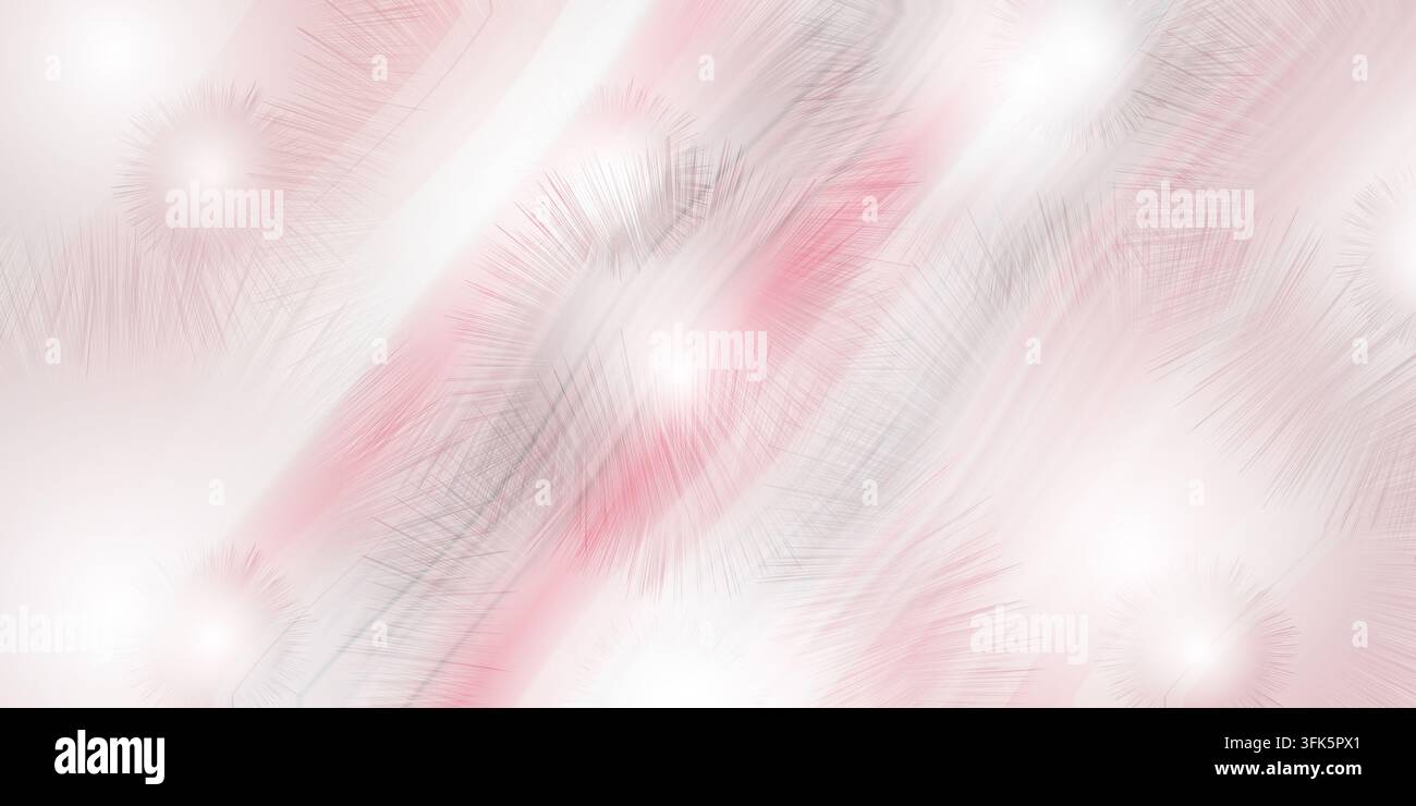 Abstrakter Hintergrund mit weichen rosa und grauen Tönen, leuchtenden Lichtausbrüchen und zarten Pinselstrichtexturen. Stockfoto
