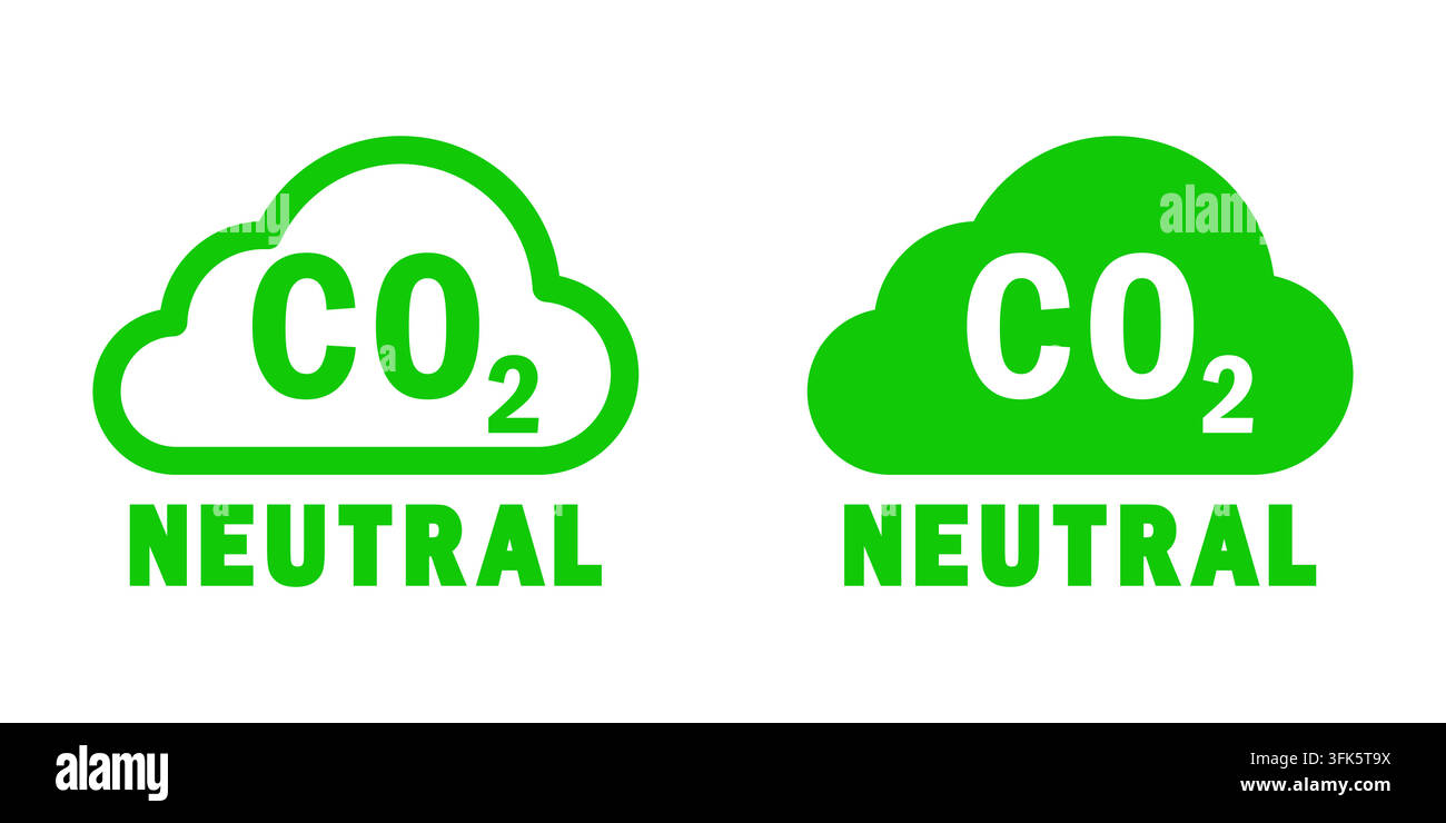 Grüne CO2-neutrale Vektor-Icons, die umweltfreundliche und nachhaltige Energiekonzepte darstellen Stock Vektor