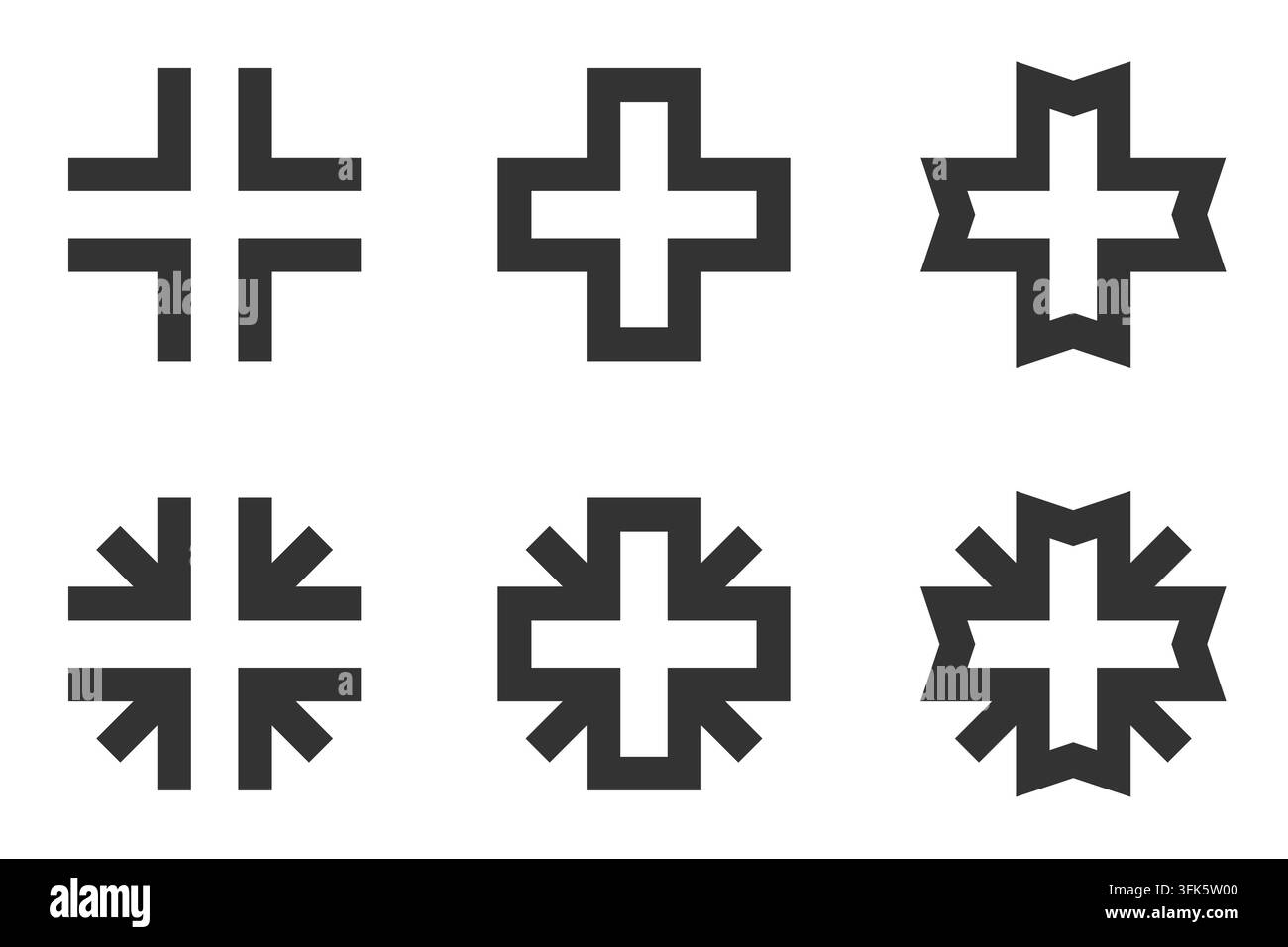 Minimalistisches Kreuz-Symbol-Set, perfekt für medizinische oder religiöse Themen Stock Vektor