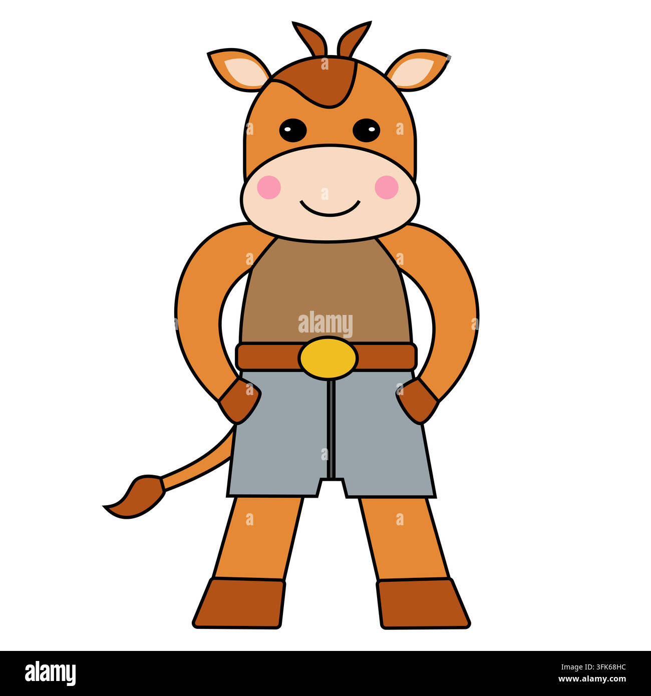 Lächelnde Cartoon-Kuh mit schwarzen Flecken. Vektorillustration Stock Vektor