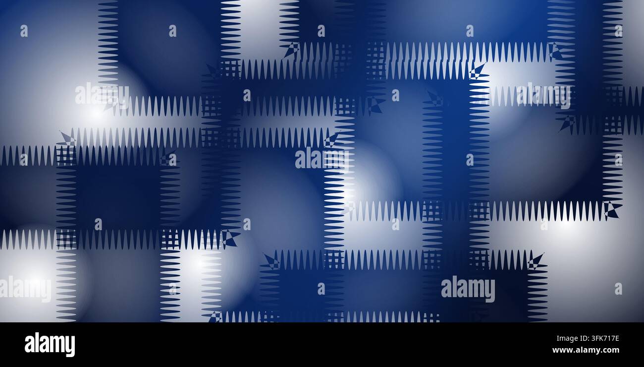 Abstrakter blauer Hintergrund mit geflecktem geometrischem Muster, Vektorillustration Stockfoto