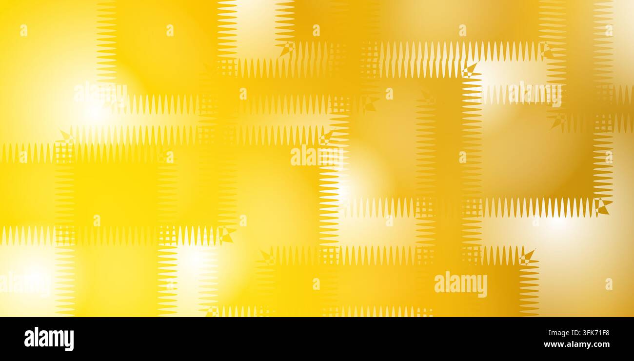 Abstrakter goldener Hintergrund mit sich überlappenden genähten quadratischen Patch-Designs Stockfoto