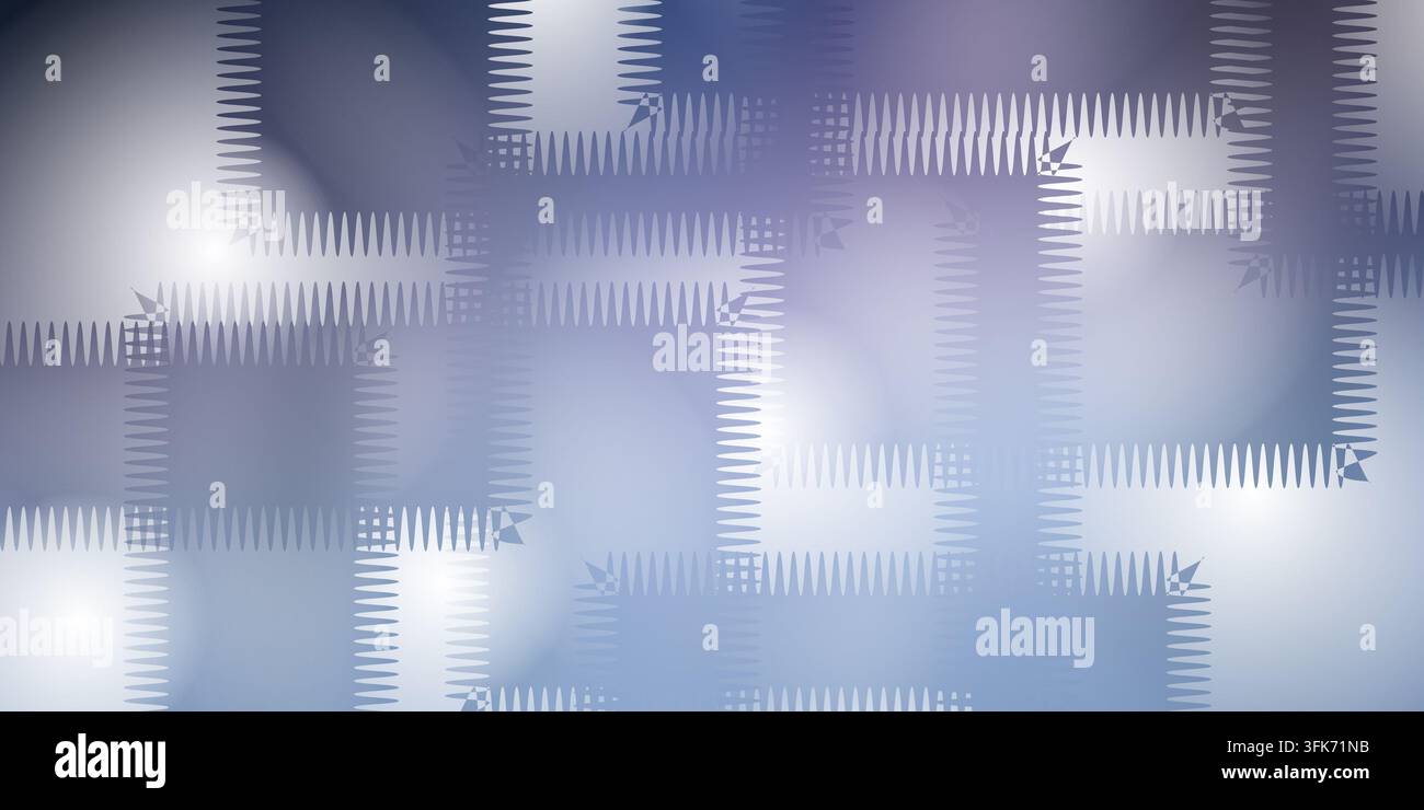 Abstrakter hellblauer Hintergrund mit leuchtenden Highlights und subtilen geometrischen Patchwork-Designs Stockfoto