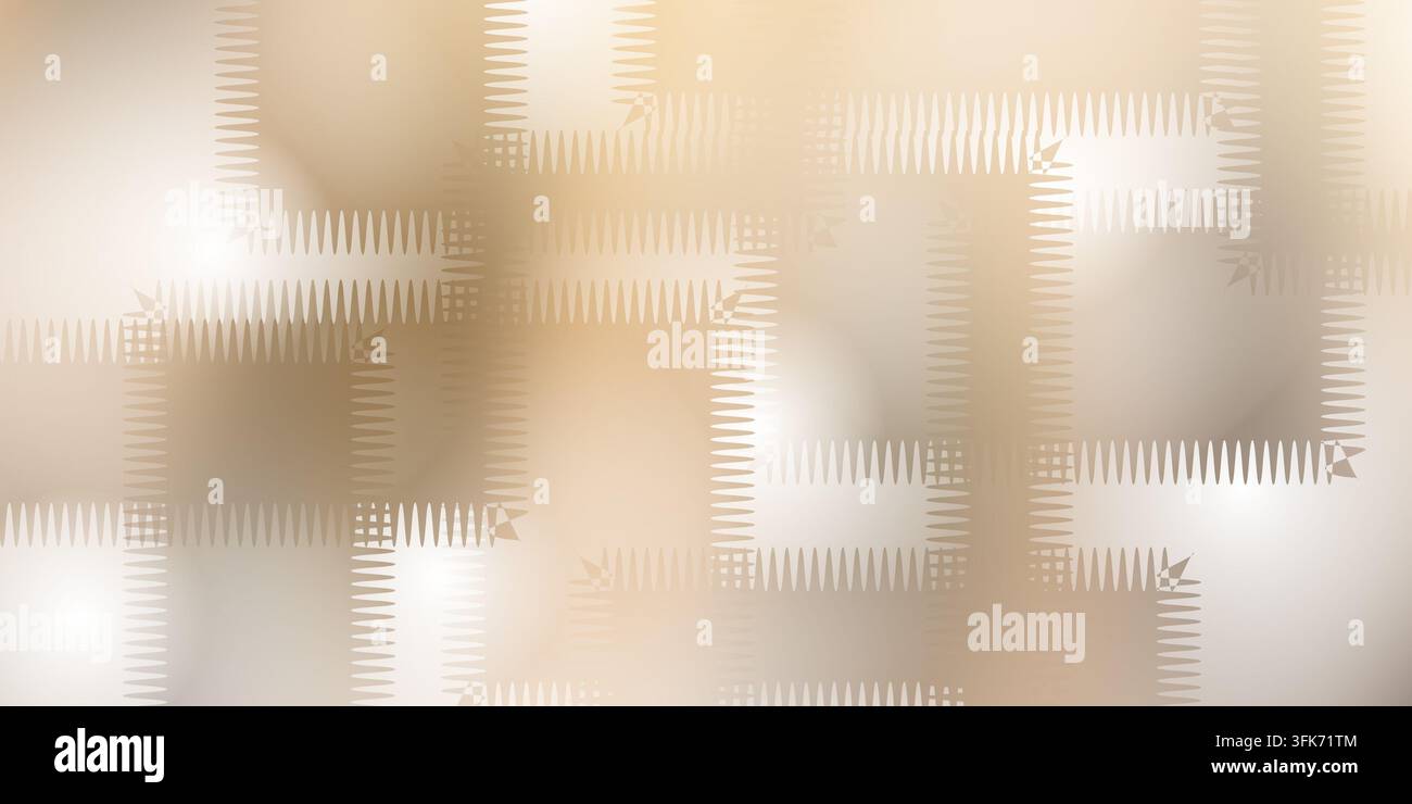 Abstrakter Hintergrund mit sich überlappenden rechteckigen Rahmen und Zickzack-Kanten in weichen Beige- und Brauntönen Stockfoto