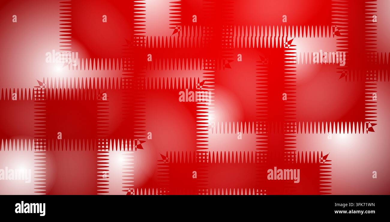 Abstrakter roter Hintergrund mit geometrischem Muster und Formen Stockfoto