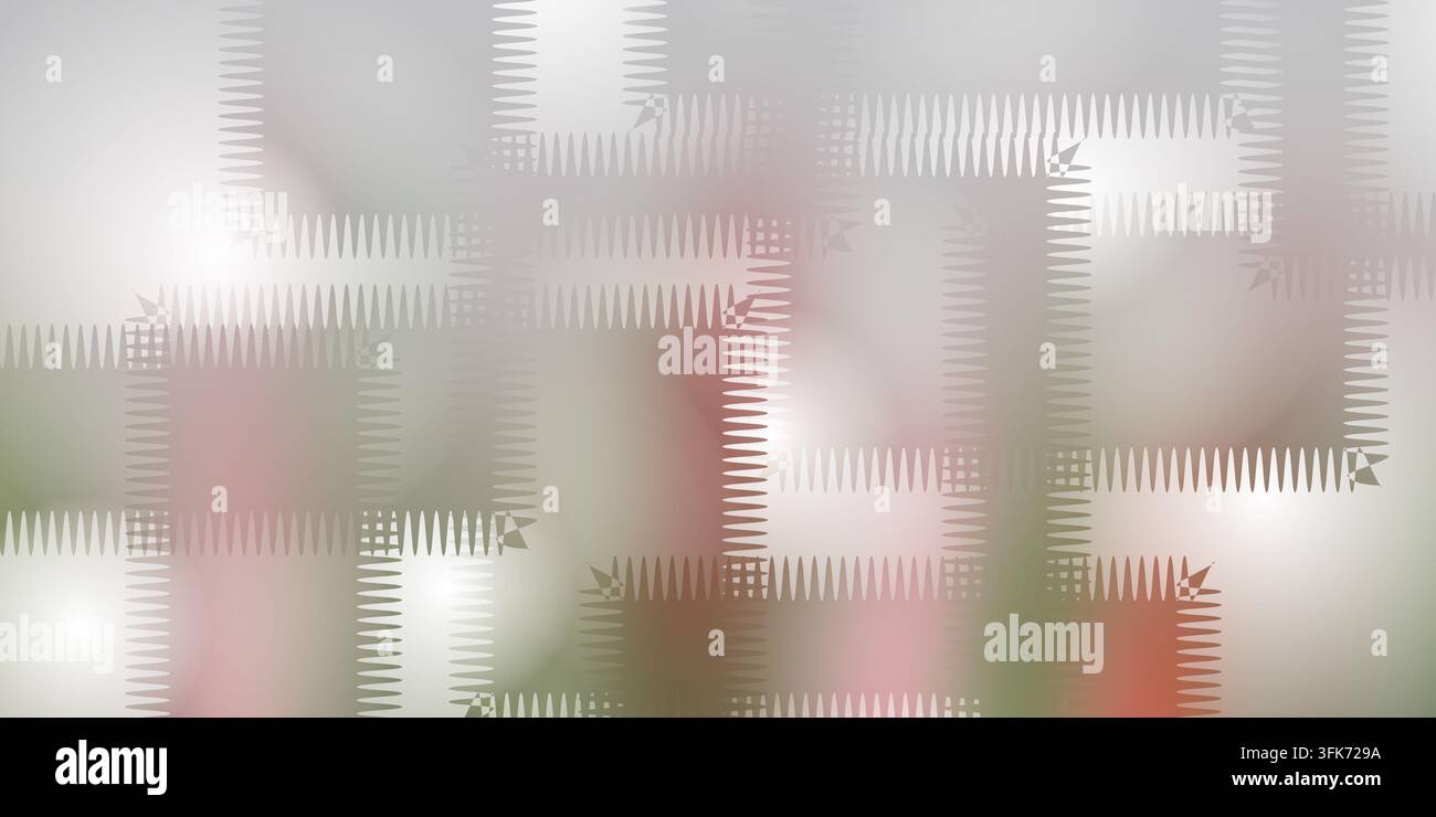 Abstrakter Hintergrund mit sich überlappenden quadratischen Rahmen und gezackten Kanten in gedämpften Erdtönen und weißem Gradienten Stockfoto