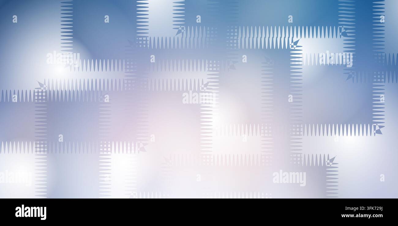 Abstrakter Hintergrund mit blauem Farbverlauf und geometrischen quadratischen Mustern mit gezackten Kanten Stockfoto