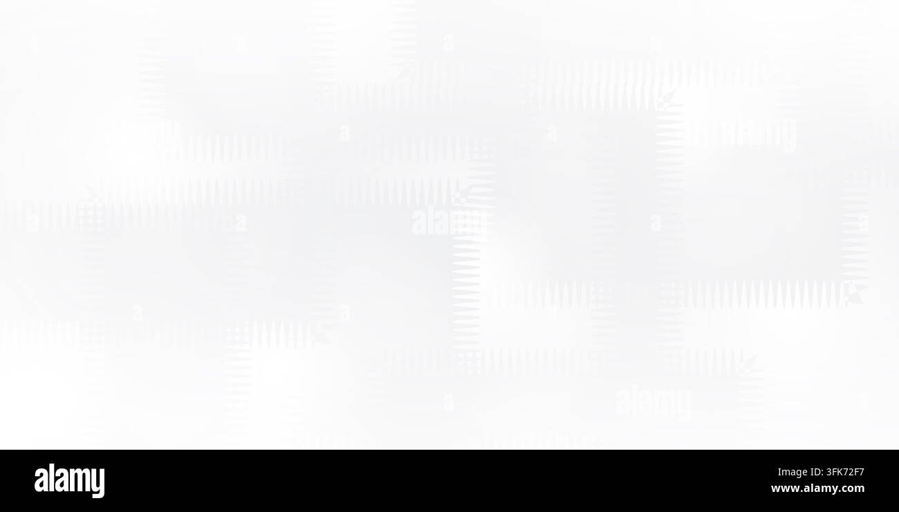 Abstrakter Hintergrund mit subtil überlappenden rechteckigen Formen und zickzackgenähten Rändern auf weißem Grund Stockfoto