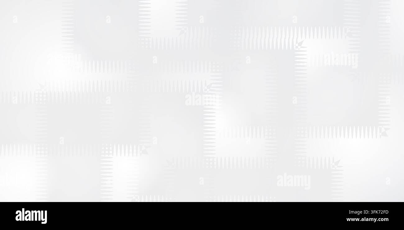 Abstrakter Hintergrund mit überlappenden quadratischen Rahmen und Zickzack-Kanten in einem weichen hellgrauen Farbverlauf Stockfoto
