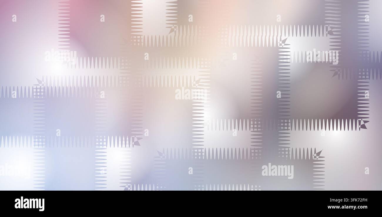 Abstrakter Hintergrund mit weichem Farbverlauf und geometrischen Zickzack-Rahmenmustern in Schattierungen von Lila und Rosa Stockfoto