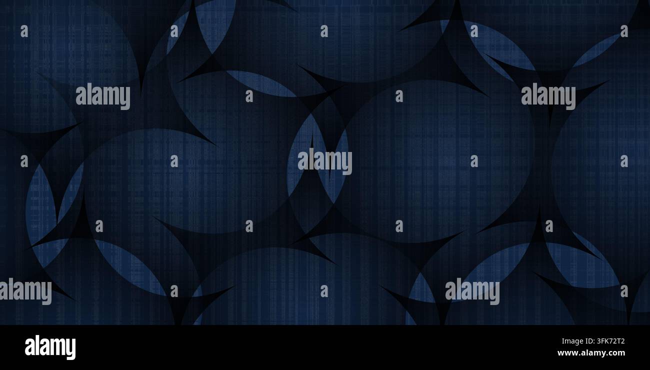 Dunkelblauer abstrakter Hintergrund mit Muster und geometrischen Formen, künstlerische Design-Illustration Stockfoto